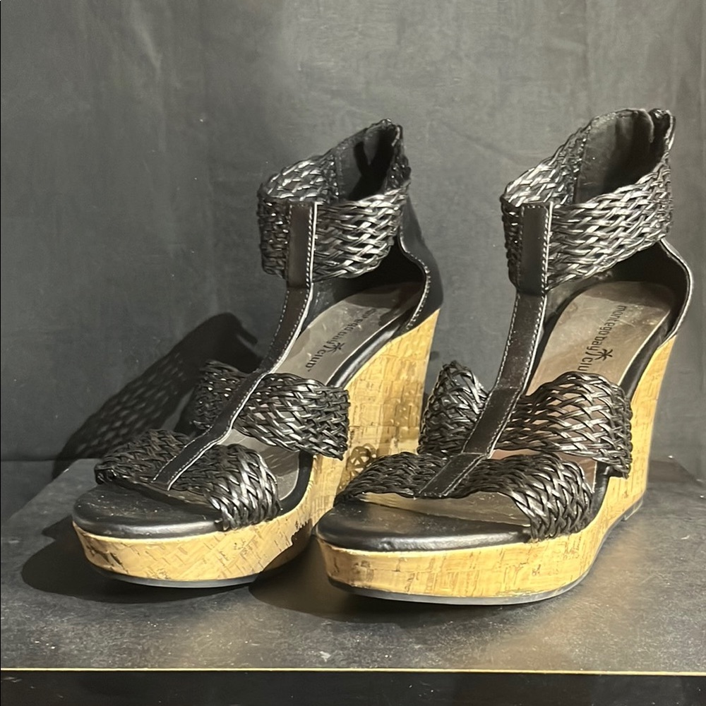 Montego Bay Club Black Wedge Sandals